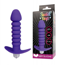 Анальная вибровтулка SWEET TOYS, L 11,5 см Ø 3x2,5 см, силикон, фиолетовая