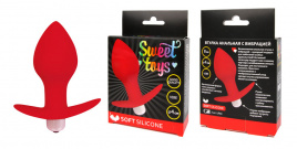 Анальная вибровтулка SWEET TOYS, L 8 см Ø 4 см, силикон, красная