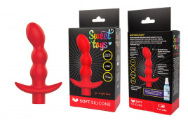 Анальная вибровтулка SWEET TOYS, L 11 см Ø 2,9x3,1 см, силикон, красная