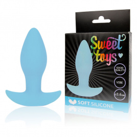 Анальная вибровтулка SWEET TOYS, L 8,5 см Ø 3,6 см, силикон, голубая