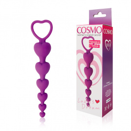 Анальная цепочка COSMO, L 14,5 см Ø 1,1x2,3x3,2 см, силикон, фиолетовая