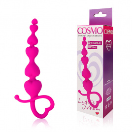 Анальная цепочка COSMO, L 14,5 см Ø 1,1x2,3x3,2 см, силикон, розовая