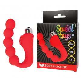 Вибратор с клиторальным стимулятором SWEET TOYS, L 11,5 см Ø 2,4 см, силикон, красный
