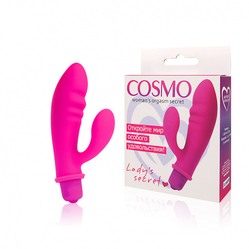 Вибратор с клиторальным стимулятором COSMO, L 8,5 см Ø 2,9 см, силикон, фуксия фото 1
