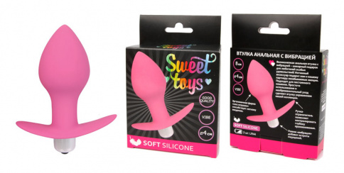 Анальная вибровтулка SWEET TOYS, L 8 см Ø 4 см, силикон, розовая фото 1