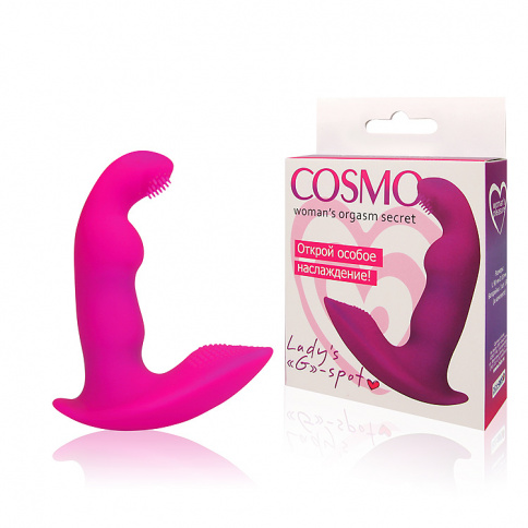Вибратор с клиторальным стимулятором COSMO, L 8 см Ø 2,5 см, силикон, фуксия фото 1