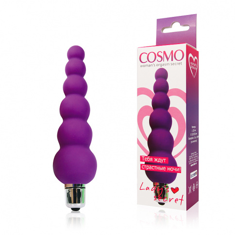 Вагинальный вибратор COSMO, L 12 см Ø 1,5х2,5х3,6 см, силикон, фиолетовый фото 1