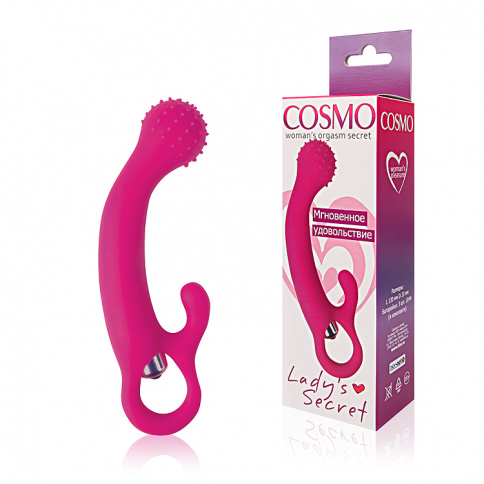Вибратор с клиторальным стимулятором COSMO, L 13 см Ø 3,3 см, силикон, розовый фото 1