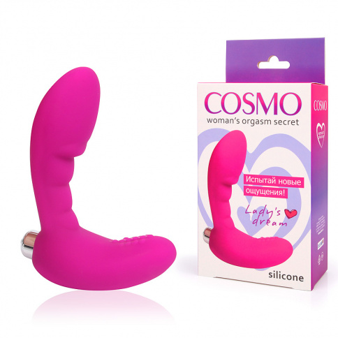 Вибратор с клиторальным стимулятором COSMO, L 9/5,5 см Ø 3/2,5 см, силикон, розовый фото 1