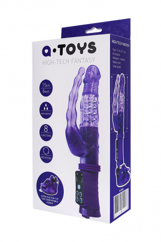 Анально-вагинальный вибратор A-Toys, L 22 см Ø 3 см, TPR, влагостойкий, фиолетовый фото 4