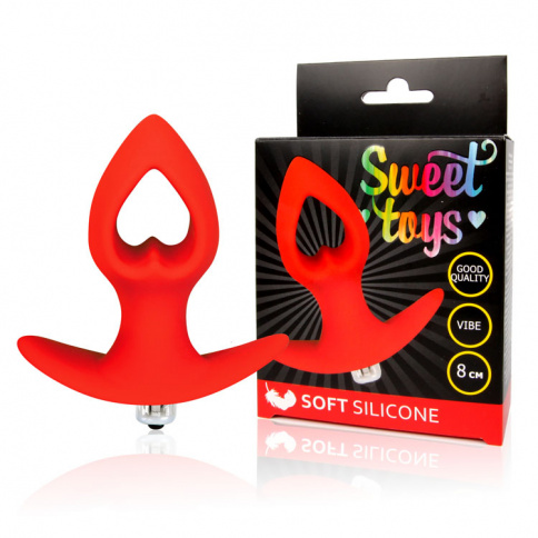 Анальная вибровтулка SWEET TOYS, L 8 см Ø 4 см, силикон, красный фото 1