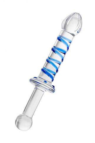 Двусторонний фаллоимитатор SEXUS GLASS, L 22,5 см Ø 3,5 см, стекло, прозрачно-синий фото 1