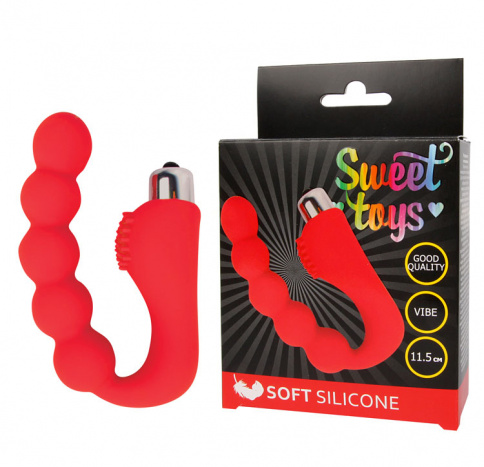 Вибратор с клиторальным стимулятором SWEET TOYS, L 11,5 см Ø 2,4 см, силикон, красный фото 1