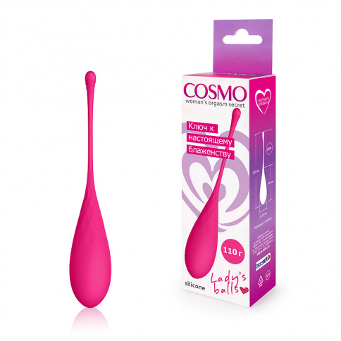 Вагинальный шарик COSMO, L 8 см Ø 2,8 см 110 г, силикон, розовый фото 1